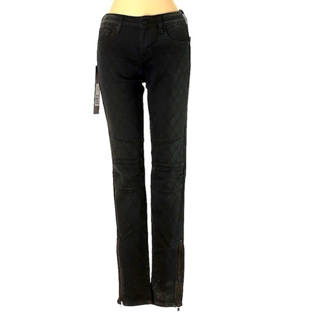 NWT D-ID 24 black wash‎ motorcycle NY cotton blend mid rise skinny jean